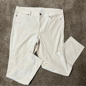 J. Jill Women’s Cream Velvet Straight Leg Pants Stretch Velour Sz 16 WPT134291